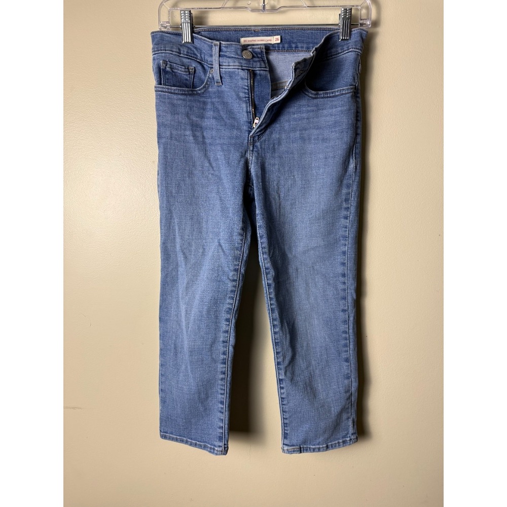 Levis 311 Shaping Skinny Jeans Womens 26 Blue Denim Cropped Cuffed Capris Casual